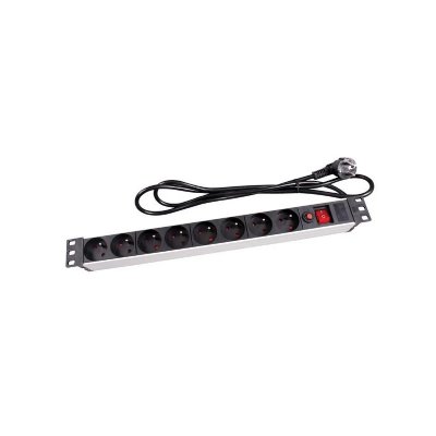 PEREL  37331 Bloc 8 Prises pour Montage Rack 19"", Noir