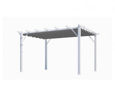 HABRITA Pergola 100% Aluminium Toile &Eacute;paisse De 12 M2 - Structure Blanch Perle