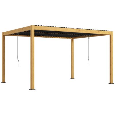 OUTSUNNY Pergola 3 x 4 m bioclimatique style contemporain alu aspect bois