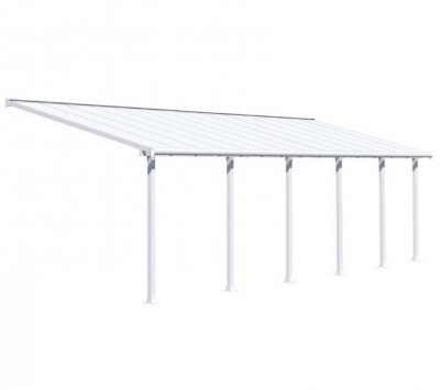 PALRAM Pergola adoss&eacute;e Olympia 3 x 8 51m blanc