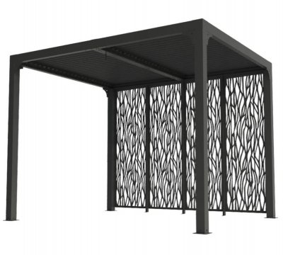 HABRITA Pergola bioclimatique 2,40 x 3,00 m avec panneaux moucharabieh