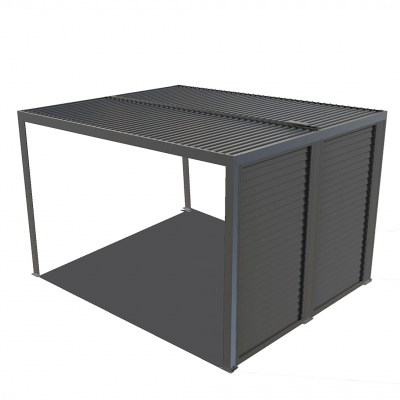Pergola bioclimatique aluminium 10,80 m2 avec ventelles lat&eacute;rales