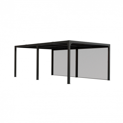 Pergola bioclimatique autoportante aluminium XXL avec 2 rideaux 21,52 m2
