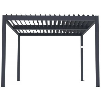 HABITAT ET JARDIN Pergola bioclimatique &eacute;lectrique avec led ""Windsor"" en aluminium 3 x 4 - Gris 
