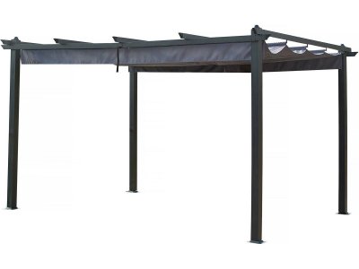 HABITAT ET JARDIN Pergola en aluminium avec toit r&eacute;tractable - 3 x 4 m - Gris anthracite 