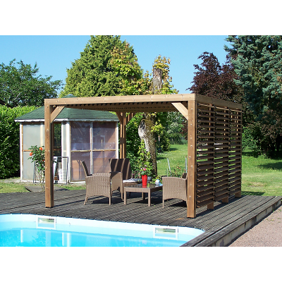 HABRITA Pergola en bois trait&eacute; tr&egrave;s haute temp&eacute;rature 10,67m&sup2; - 