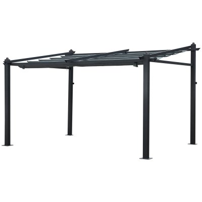 HAPPY GARDEN Pergola murale 3 &times; 4m FR&Eacute;JUS grise - structure aluminium