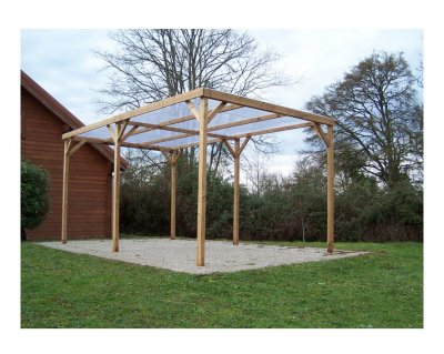 HABRITA Pergola THO0 en bois thermo chauff&eacute; 15,10 m&sup2;