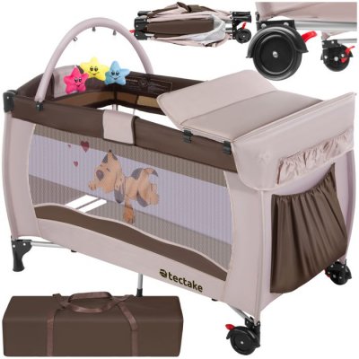 TECTAKE Petit lit parapluie, parc enfant, lit d&acute;appoint - marron