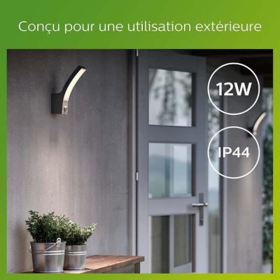 PHILIPS  Applique murale SPLAY - 12W - D&eacute;tection infrarouge - Anthracite