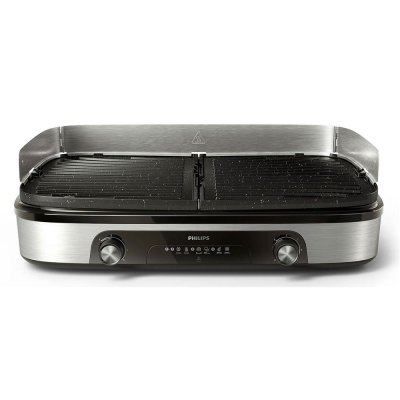 PHILIPS  Gril de table Plaques r&eacute;versibles argent (HD6222/90) 