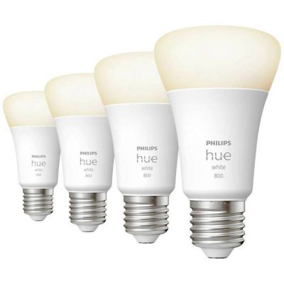 PHILIPS HUE  White, ampoule LED connect&eacute;e E27, Pack de 4