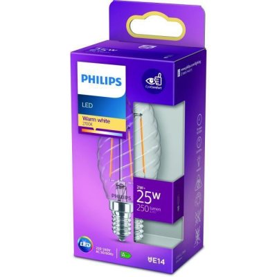 PHILIPS  LED Classic 25W Flamme Torsad&eacute;e E14 Blanc Chaud Non Dimmable