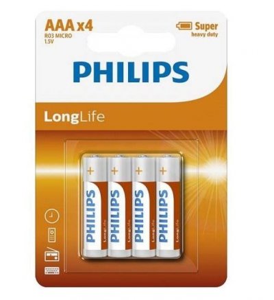 PHILIPS  LongLife R03L4B - Batterie 4 x AAA - Carbon Zinc