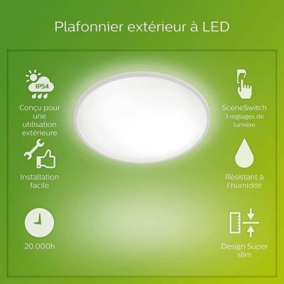 PHILIPS  plafonnier led superslim - 15w - blanc PHI8719514417953
