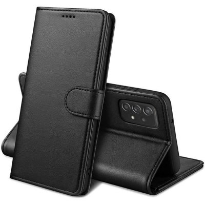 PHONILLICO  Coque pour Samsung A52 - Portefeuille Noir Rabat Clapet Aimant&eacute; Rangement Cartes