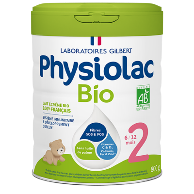 PHYSIOLAC  Lait bio 2&egrave;me Age de 6 &agrave; 12 mois 800g