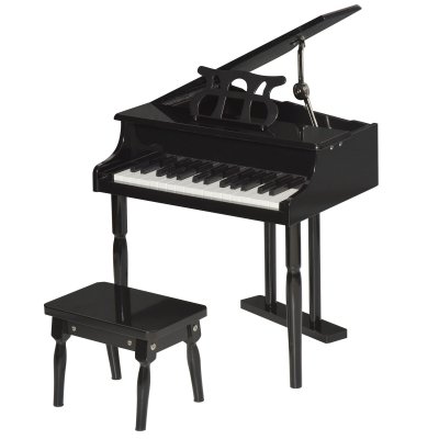 HOMCOM Piano &agrave; queue enfant en bois 30 touches - tabouret et pupitre inclus - MDF noir