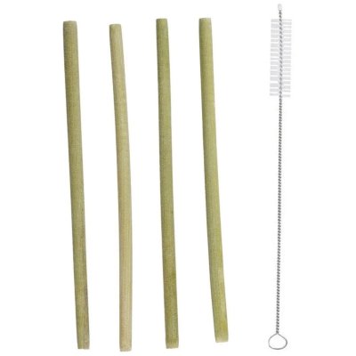  Pick & Drink - 4 pailles en bambou avec goupillon
