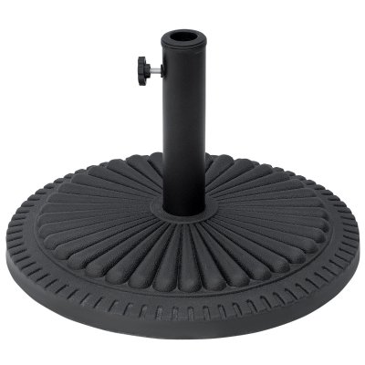 OUTSUNNY Pied de parasol rond motif rosace &Oslash; 49 cm 15 Kg ciment HDPE noir