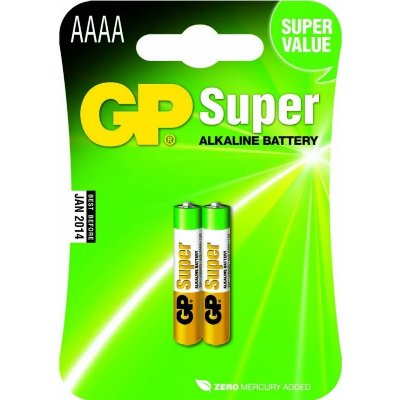 GP PILES SUPER ALCALINE  25AE-2U2 / LR61 / AAAA /blister de 2 piles 