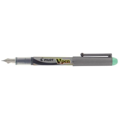 PILOT  Lot de 6 Stylos Plume V-Pen SILVER Jetable Plume moyenne Vert