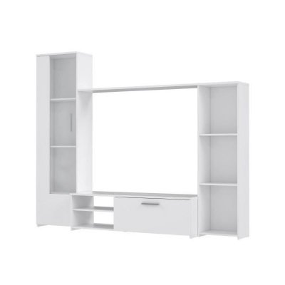  PILVI Meuble TV - Blanc mat - L 220,4 x P41,3 x H177,5 cm