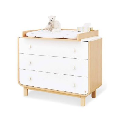 PINOLINO  Commode table &agrave; langer Round bois, blanc/naturel