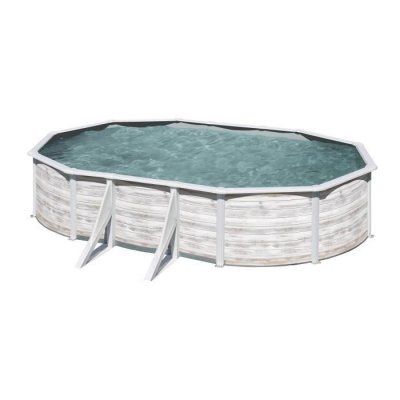 GRE Piscine acier aspect bois Gr&eacute; Finlande 5 27 x 3 27 x h.1 22 m