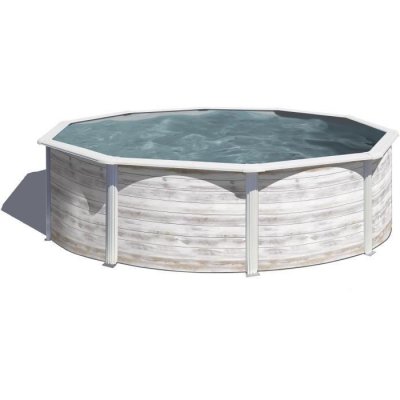 GRE Piscine acier aspect bois Gr&eacute; Finlande &oslash;3 70 x h.1 22 m