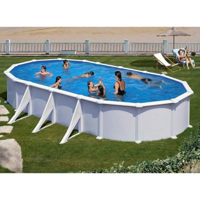 GRE Piscine acier blanc Atlantis ovale 8,15 x 4,90 x 1,32 m GR&Eacute; Blanc