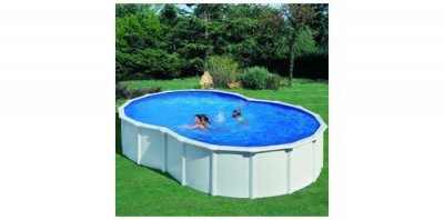 GRE Piscine acier blanc Varadero en huit 5,00 x 3,40 x 1,22 m GR&Eacute; Blanc