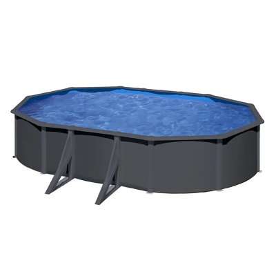 GRE Piscine acier gris anthracite Louko ovale 5,27 x 3,27 x 1,22 m - Gr&eacute;