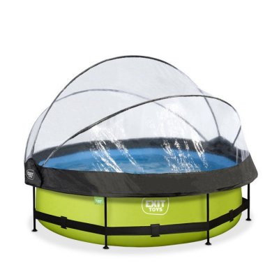 EXIT TOYS Piscine avec pompe filtrante et d&ocirc;me enfant  Lime 300 x 76 cm