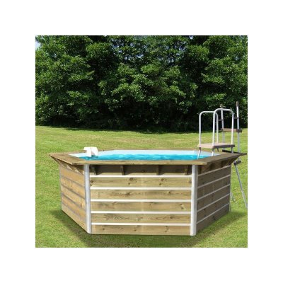 WATER CLIP Piscine bois hexagonale CEBU - 3,50 x 2,95 x H. 1,11 m