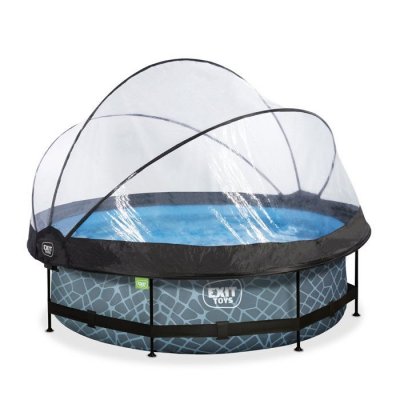 EXIT TOYS Piscine couverte EXIT Stone &oslash;300x76cm avec pompe filtrante - grise