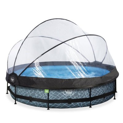 EXIT TOYS Piscine diametre 360x76cm (12v) stone grise + boitier