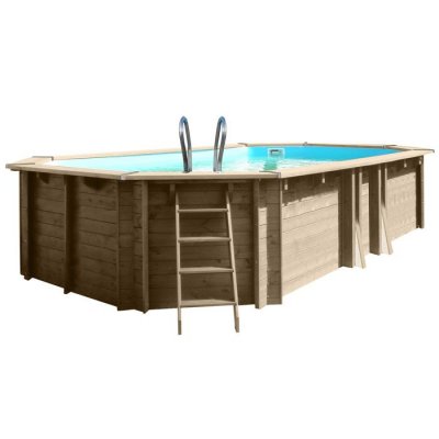 GRE Piscine en bois ovale 6,20m x 3,95m x H: 1,36m SAFRAN 2