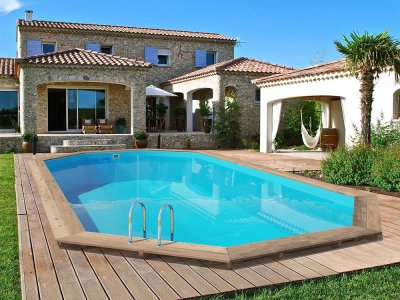 HABITAT ET JARDIN Piscine en bois "" Palma "" - 7.57 x 4.07 x 1.31 m