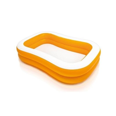 INTEX Piscine gonflable rectangulaire Abricot - L. 229 x H. 46 cm - Orange