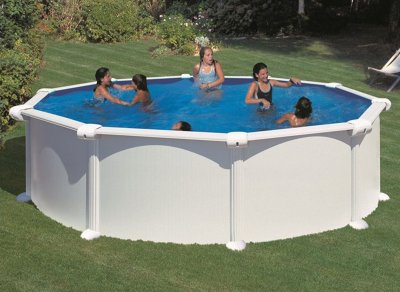 GRE Piscine hors sol acier blanc Gr&eacute; Atlantis LDD &Oslash;4 60 x h.1 32 m