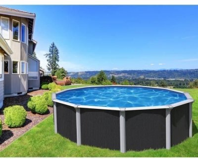 M&S Piscine hors sol acier ronde - 3,65 x 1,32m - anthracite