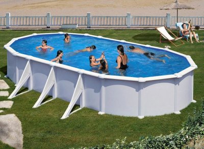 GRE Piscine hors-sol acier San clara , L.7.44 x l.5.75 x H.1.32 m