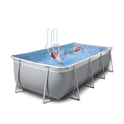 NEW PLAST Piscine hors sol rectangulaire 460x265 H125  gris blanc compl&egrave;te Futura 460