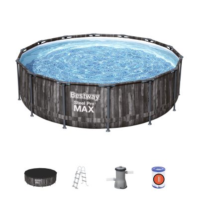 BESTWAY Piscine hors sol ronde Steel Pro Max&trade; effet bois 427 x 107 cm