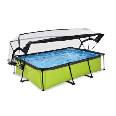 EXIT TOYS Piscine Lime 300x200x65cm avec pompe filtrante et d&ocirc;me - vert