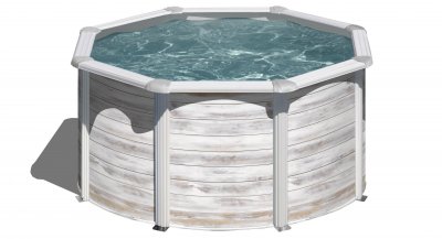 Piscine ronde acier Pools &Oslash;2,60m x H: 1,22m - Imitation bois Nordique
