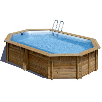 GRE Piscine tubulaire ovale - Bois - 5,35x5,35x1,17 - CANNELLE 2