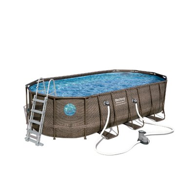 BESTWAY Piscine Tubulaire ovale tress&eacute;e avec Hublots 5,49 x 2,74 x 1,22 m