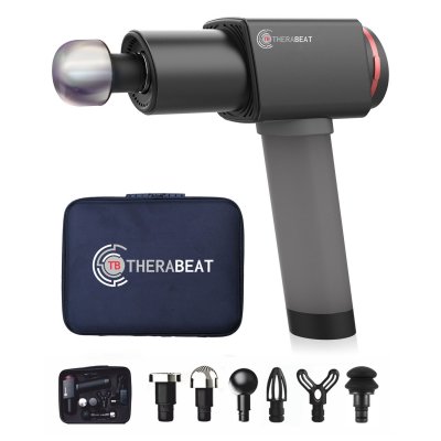 GENERIQUE Pistolet de massage - Therabeat Tofta - 6&nbsp;t&ecirc;tes de massage - 6&nbsp;niveaux - 1300 &agrave; 3300&nbsp;tours-minute